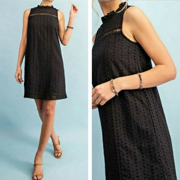 Black Bohemian Eyelet Dress szL - Picture 3 of 4